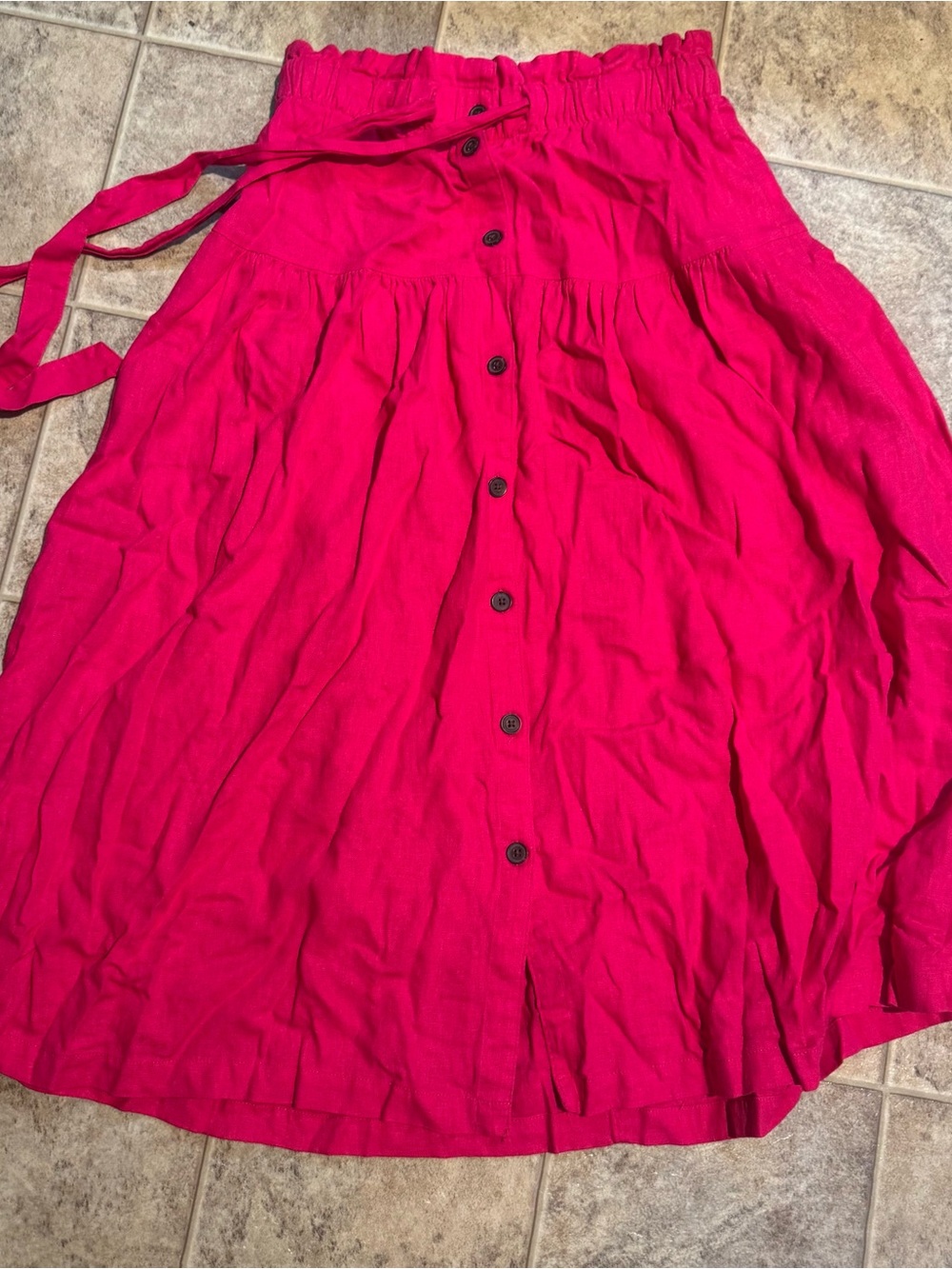 Universal Thread Bright Pink Button-Front A-Line Skirt